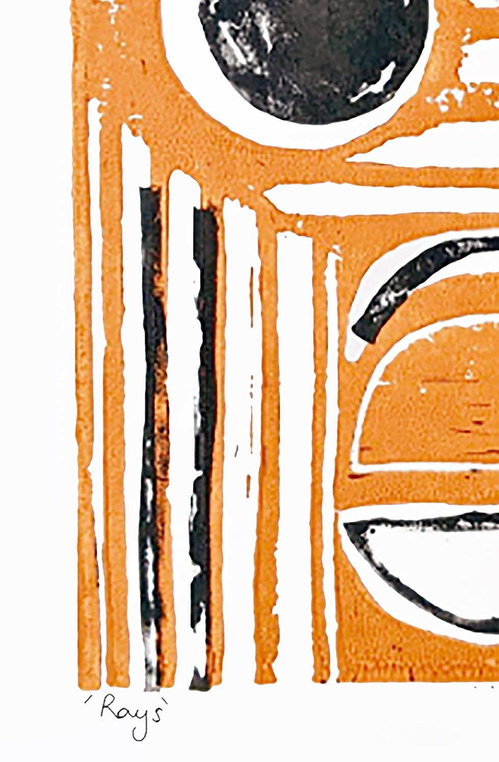 Thumbnail: A4 Rays  Burnt Orange Lino Print