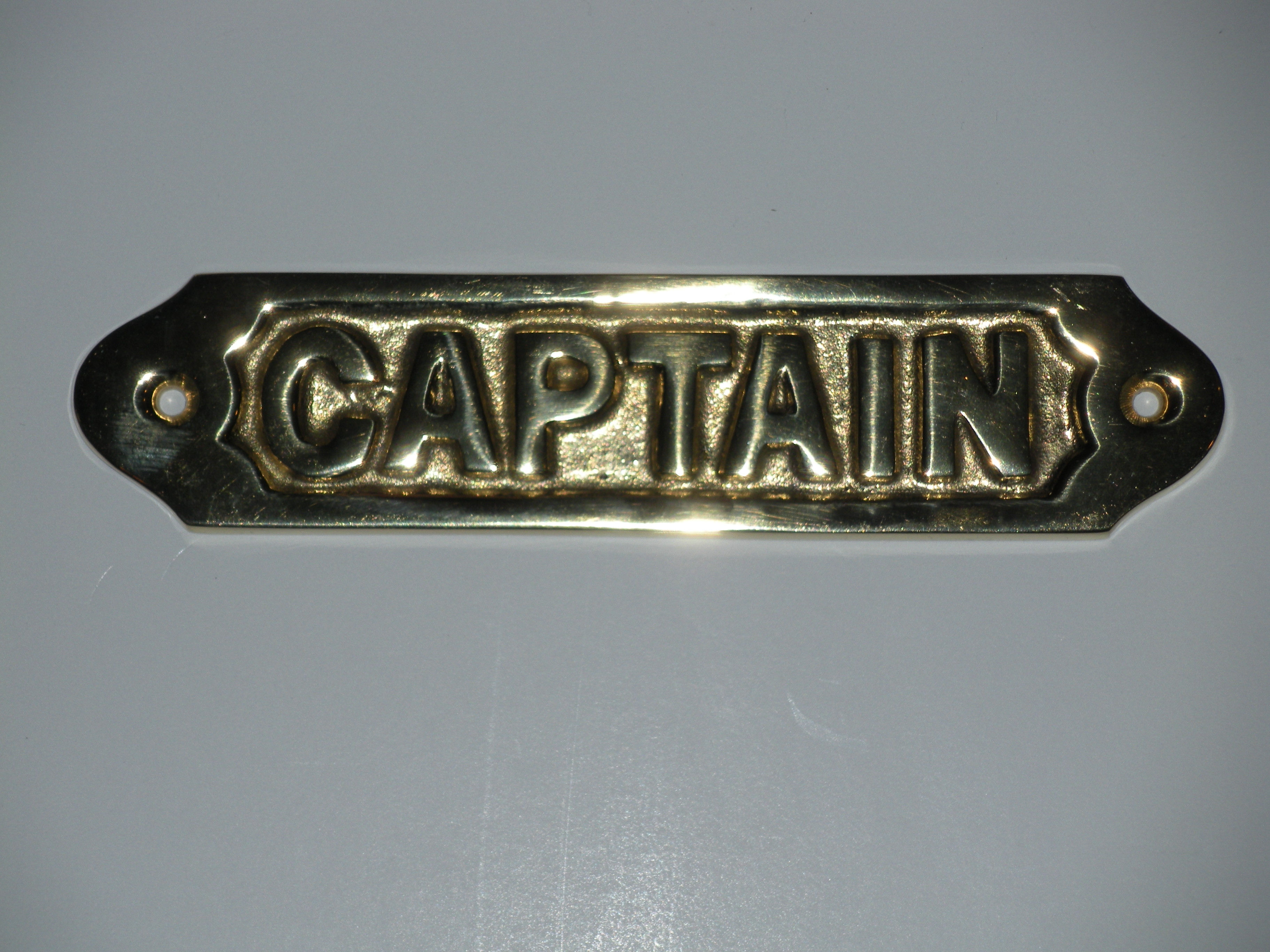 Nautical Brass CAPTAIN Plaque- Brass Item