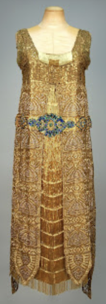 Egyptomania 1920s Art Deco Fashion Gold Dress