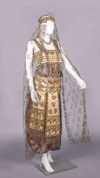Egyptomania 1920s Art Deco Fashion Gold Dress