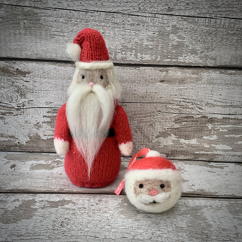 Father Christmas figure + bauble Knitting and Felting kit set