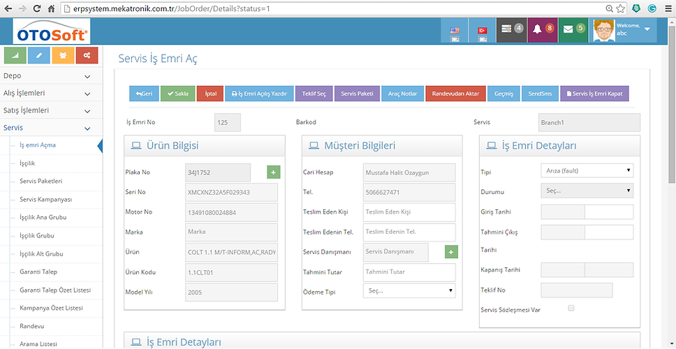otosoft cloud web tabanlı servis yedek parça yazılım software