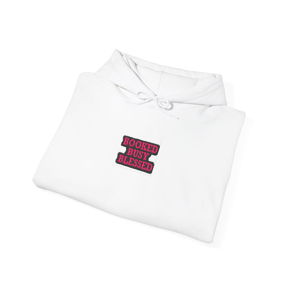 Thumbnail: Unisex Hooded Sweatshirt - "Booked, Busy, Blessed" Motivational Design