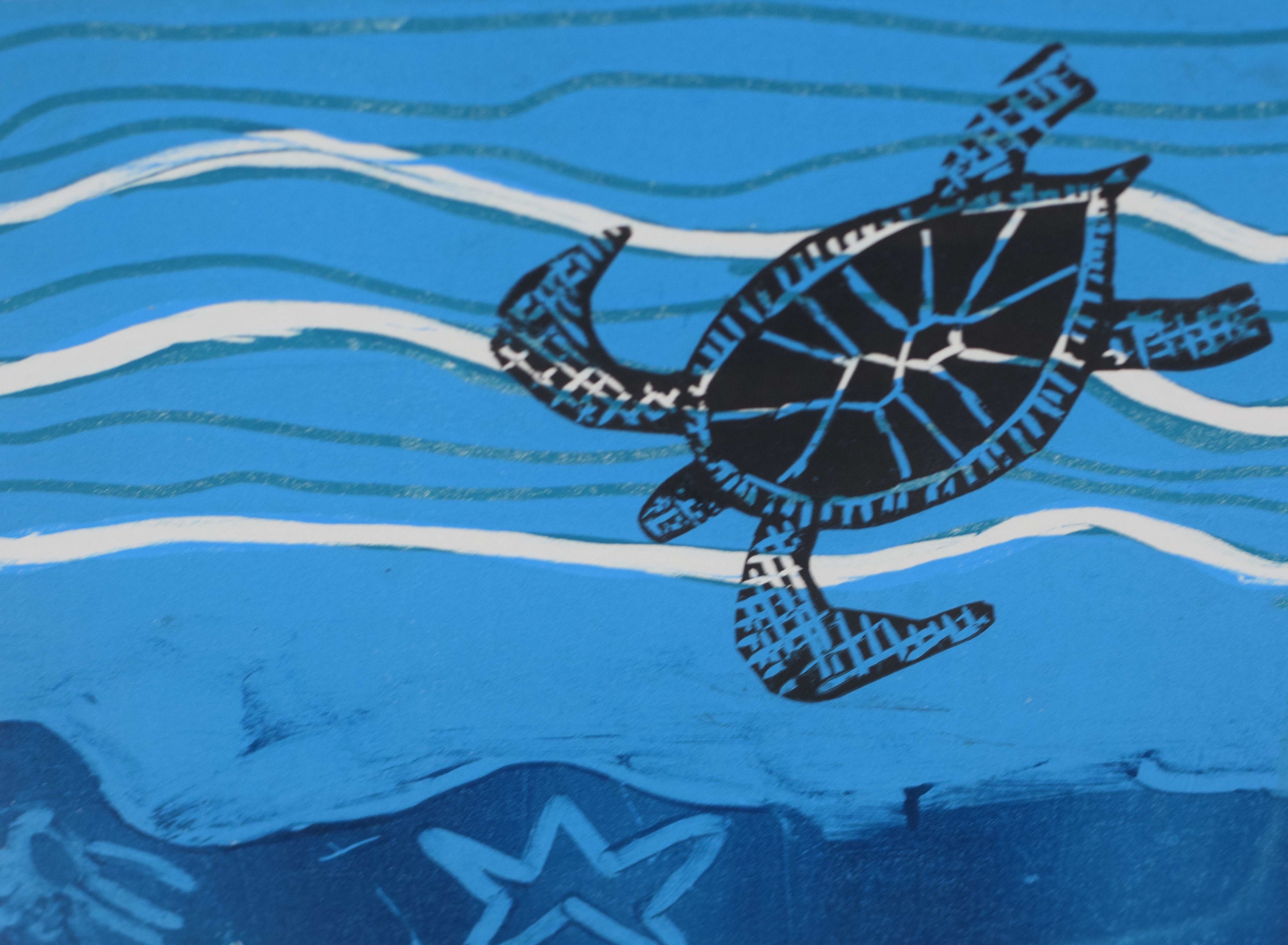 Mono print with a turtle block