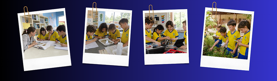 Primary pupils learning together in class, carrying out practical activities and exploring outdoors