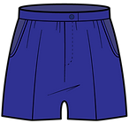 Secondary boys’ uniform: blue shorts and yellow belt