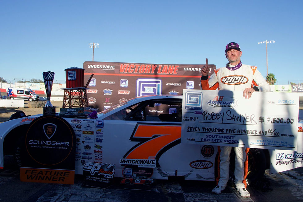 Robby Sawyer scores maiden CARS Tour West Pro Late Model Victory at All-American Speedway