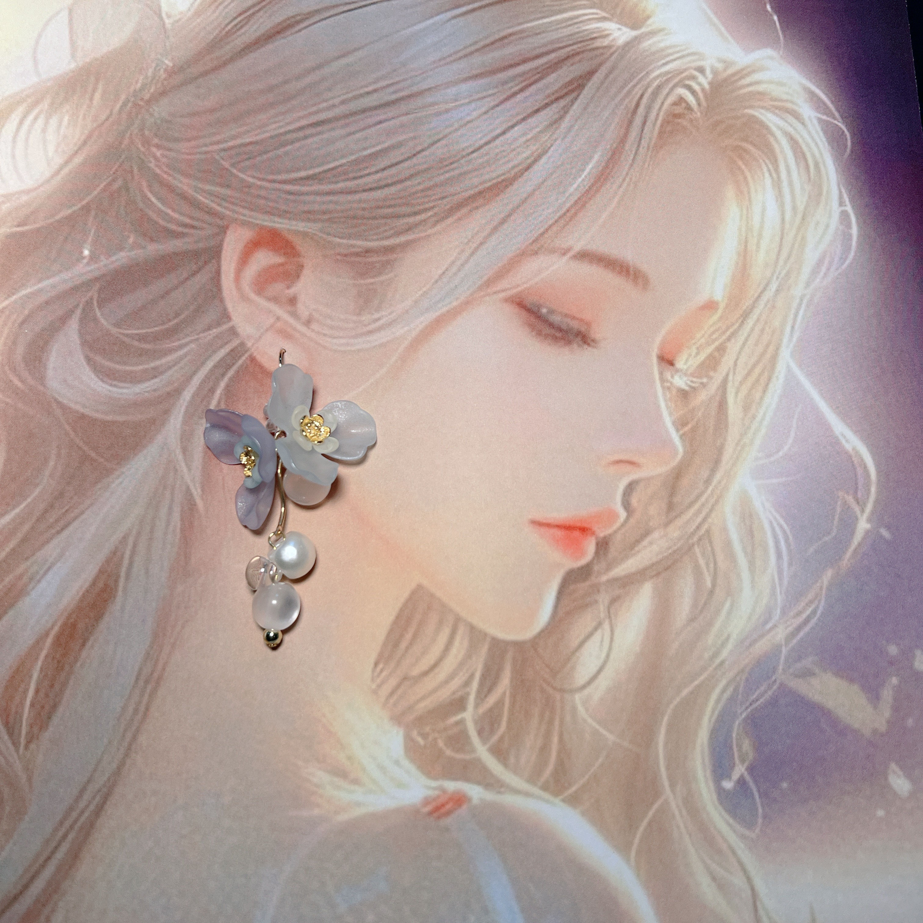 藍霧花語耳環