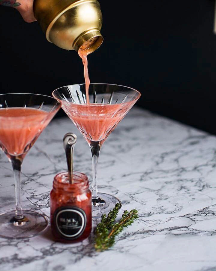 Strawberry Cardamom “Martini” recipe from Black Bord in Moncton NB