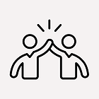 Icon of two figures high-fiving to represent peer coaching and support