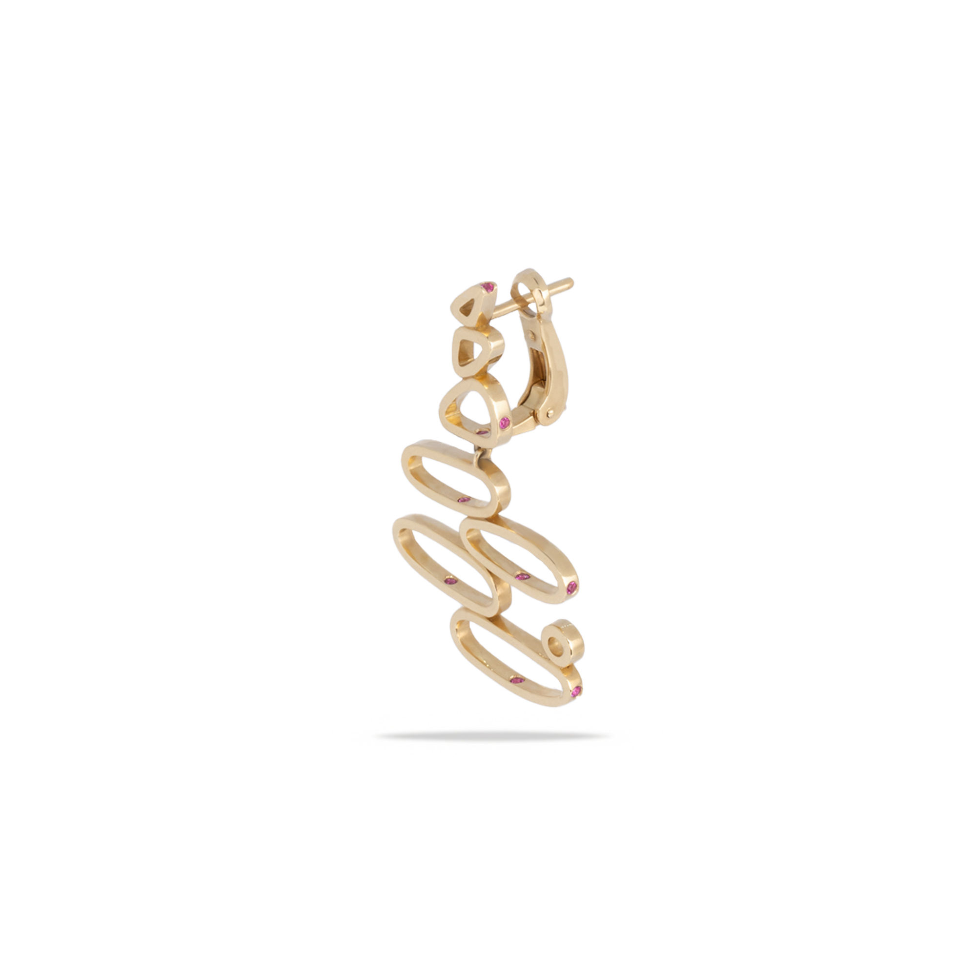 Earring (medium) with single Pink Sapphires