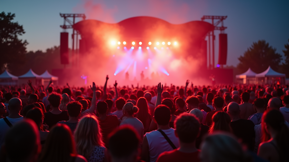 High angle view of a popular music festival crowd