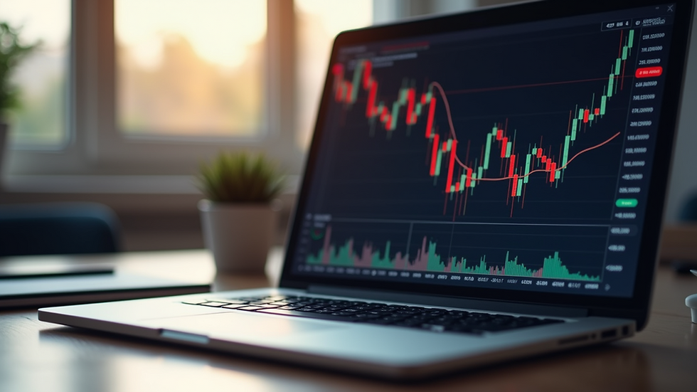 Eye-level view of a forex trading chart on a laptop screen