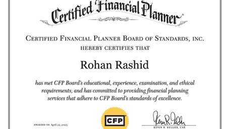 Big News! Rohan Earns His CFP Certification!