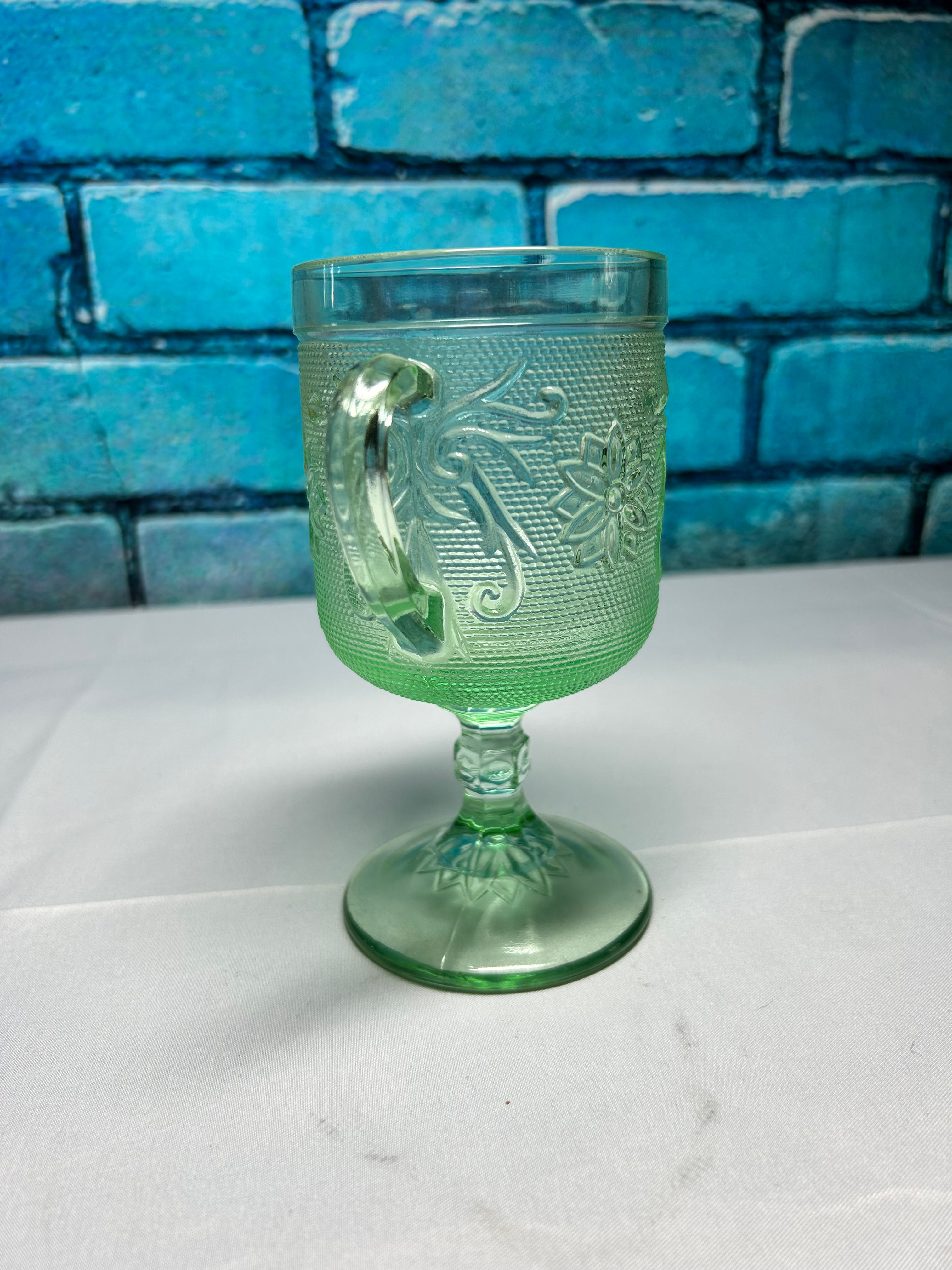 Indiana Glass Tiara Footed Mug Sandwich Chantilly Green