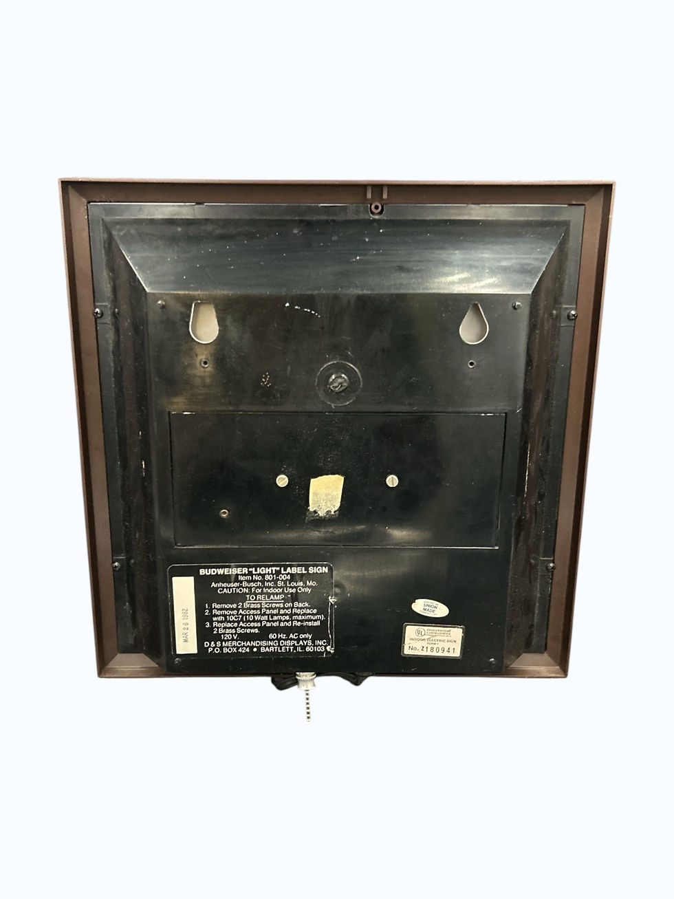 Thumbnail: back side of the beer sign