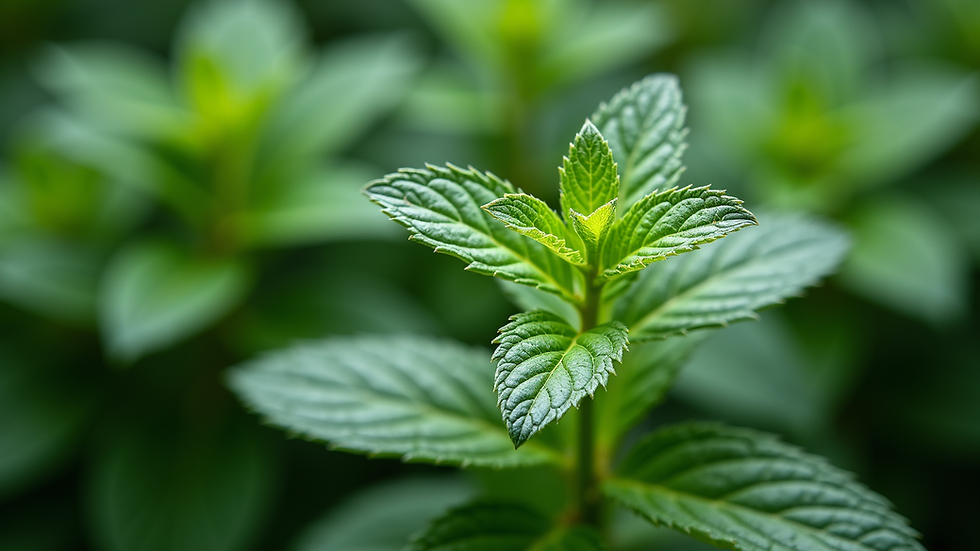 Close-up of a peppermint plant's leaves
