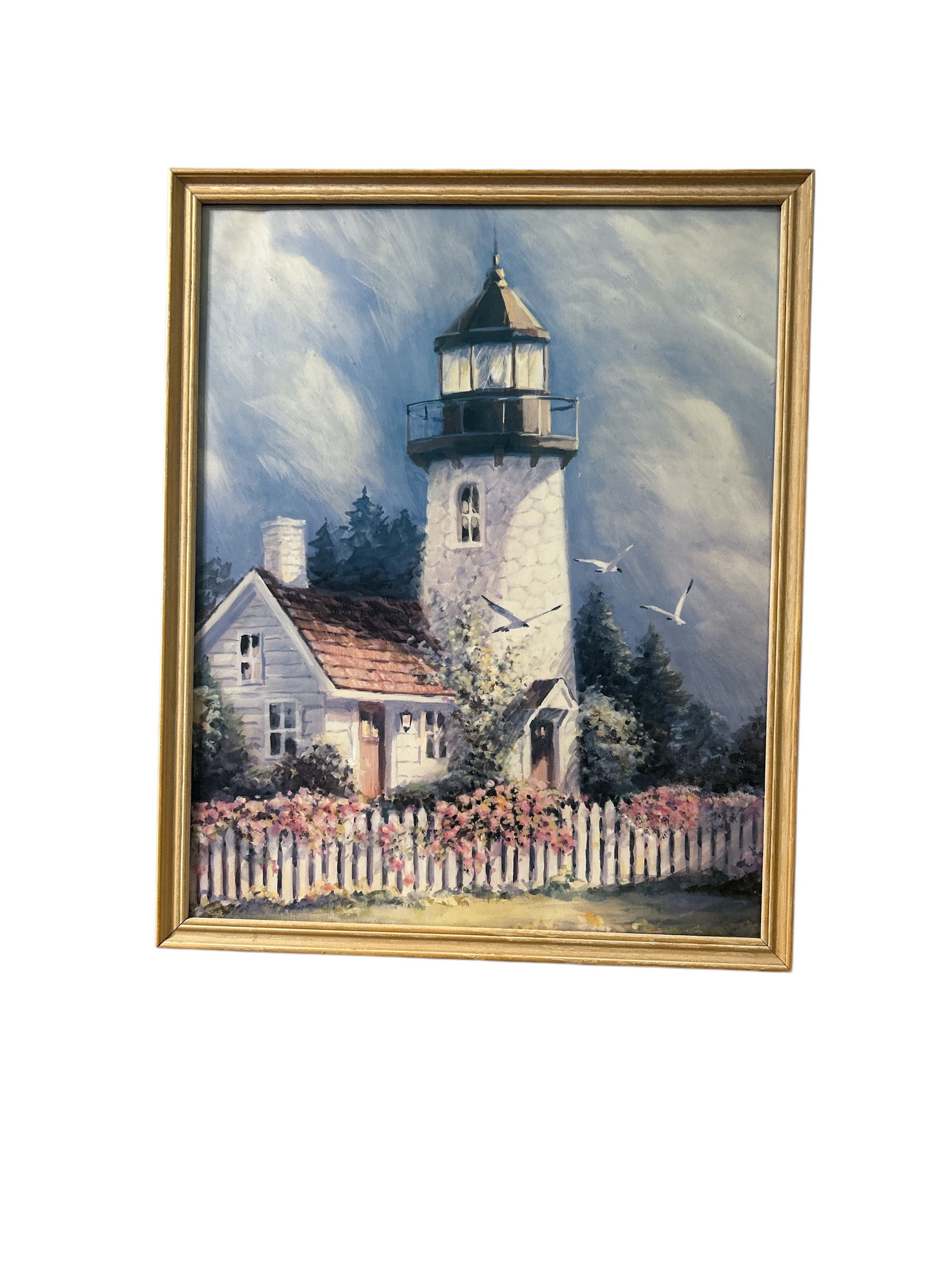 Vintage Lighthouse Picture Framed Art