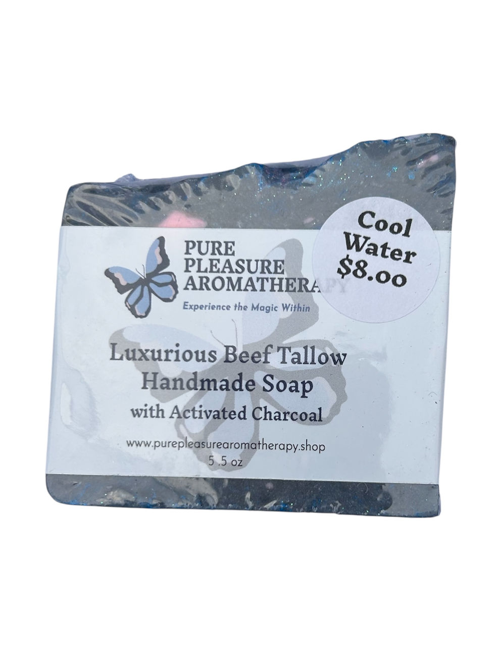 bar of cool water tallow and charcoal soap