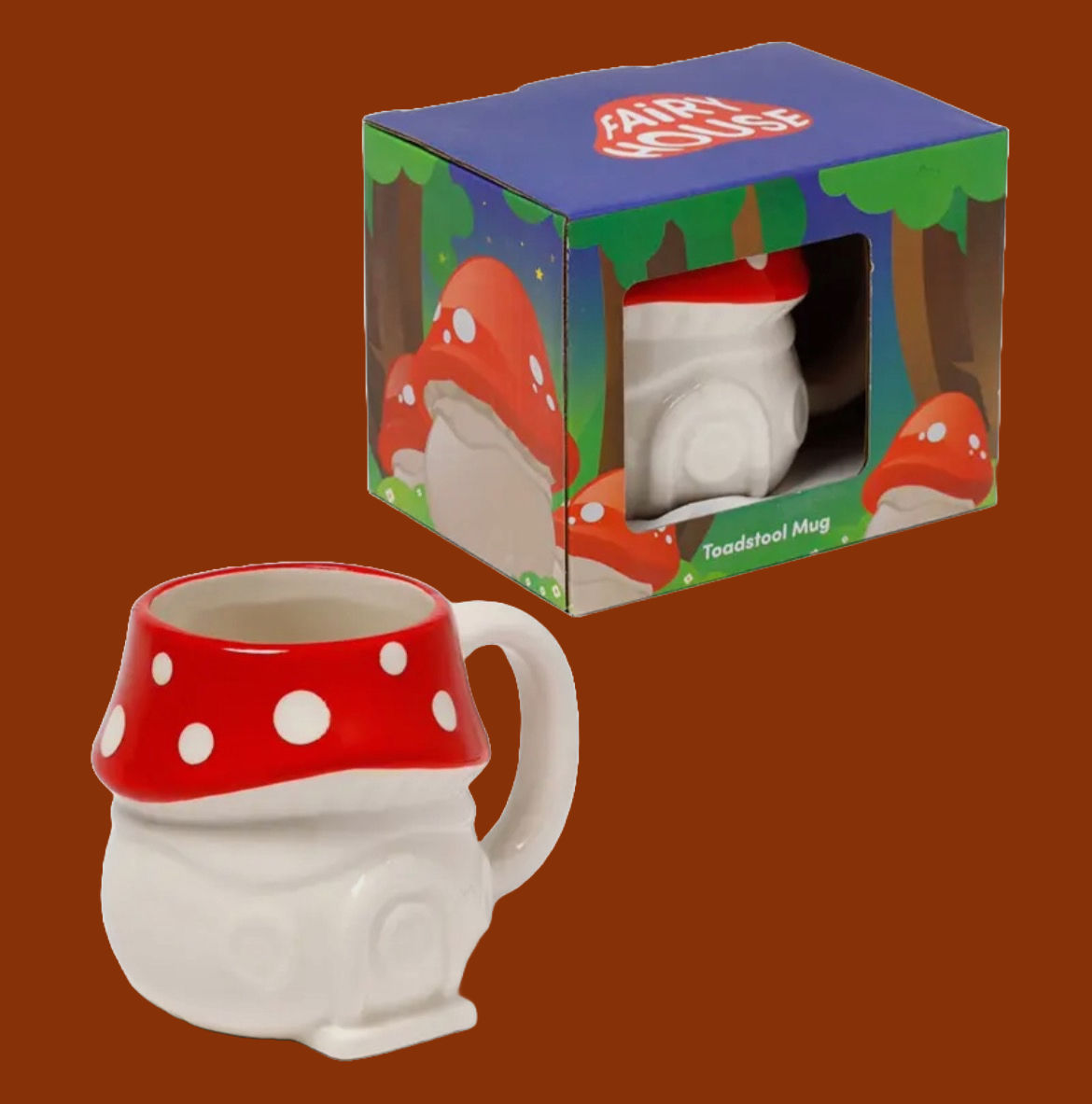 Fairy Mushroom/Toadstool House Shaped Ceramic Mug