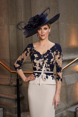 Knee length mother of the bride navy taupe.jpeg