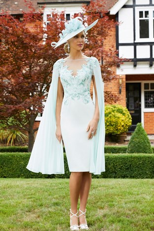 long pleated sleeve mother of bride races dress turquoise.jpeg
