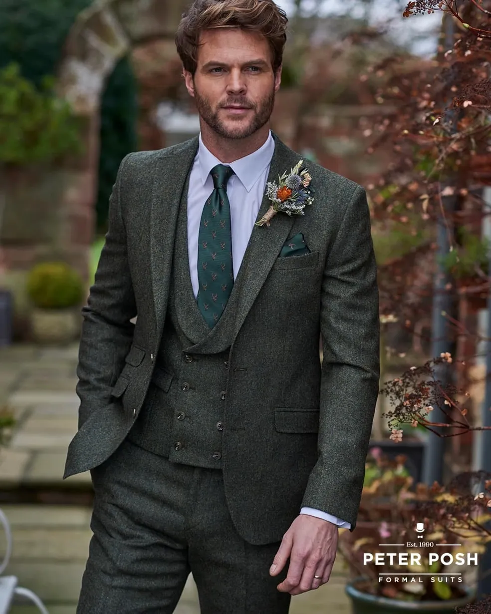 Appleton Mens Suit (Hire) green tweed Weddingbelles