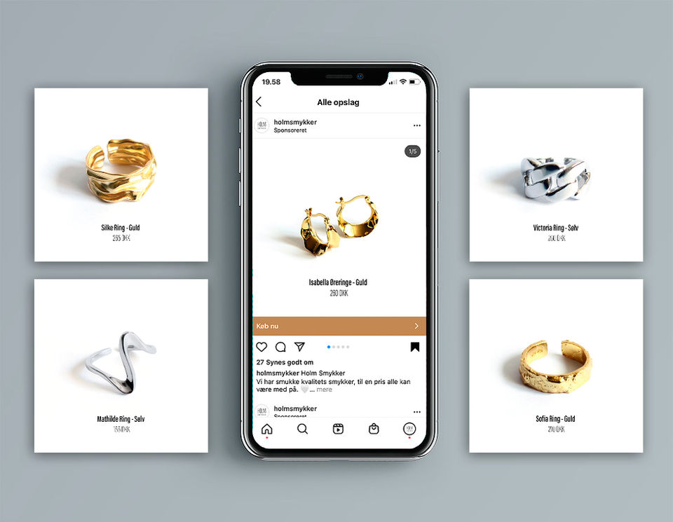 mockup af smykke reklame på instagram