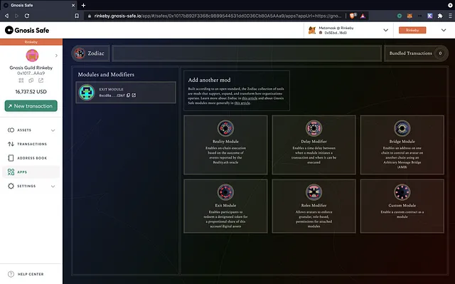 The Zodiac module for a Safe Multi-sig