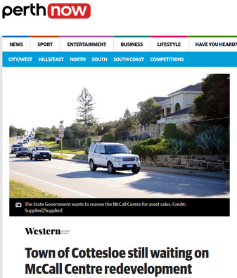 Town of Cottesloe still waiting on McCall Centre redevelopment - 27 September 2016