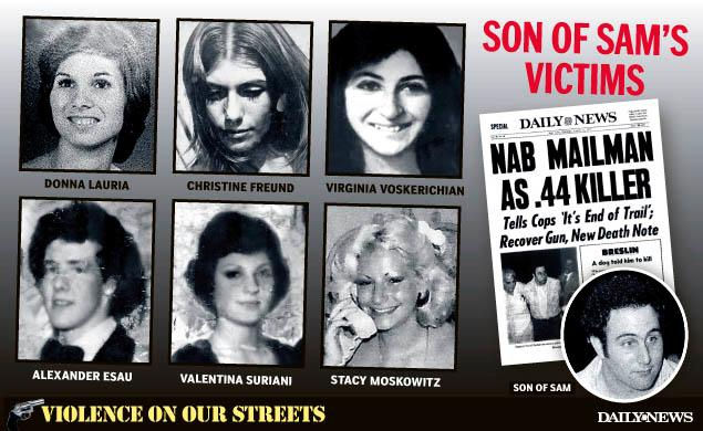 David Berkowitz Son of Sam victims and survivors Donna Lauria Christine Freund Virginia Voskerichian Alexander Esau Daily News