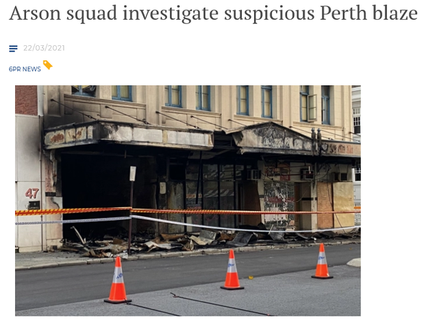 Arson squad investigate suspicious Perth