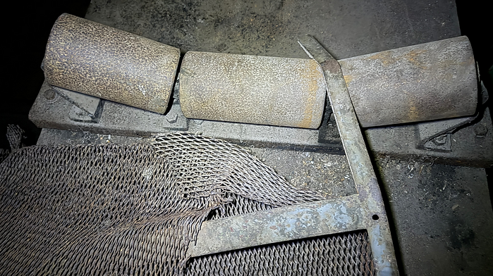 Conveyor Belt Trough Idlers in the Coal Conveyor Tunnel of the Crusher House