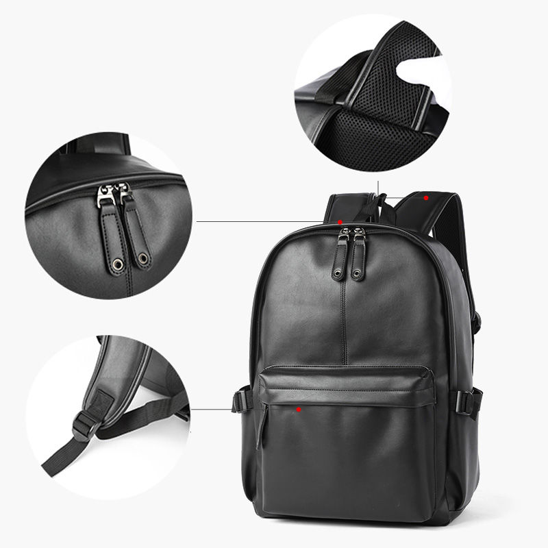 Thumbnail: Waterproof Mochila Pu Leather Collage Laptop Bag