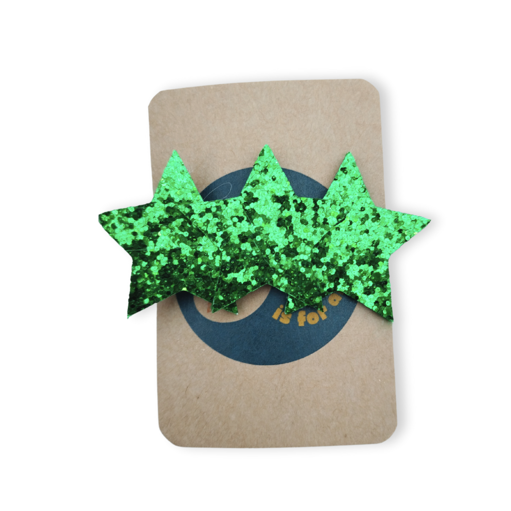 Green Glitter Star Hair Clip