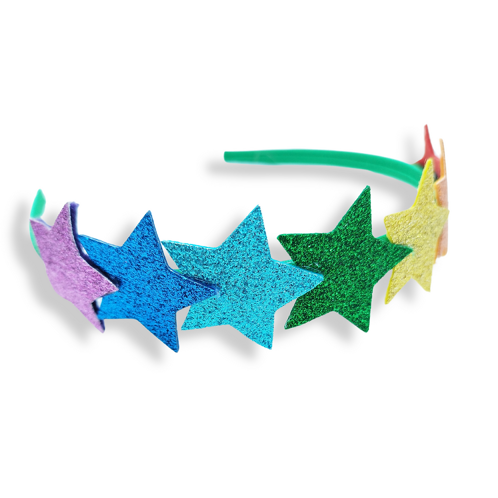 Rainbow Glitter Star Headband
