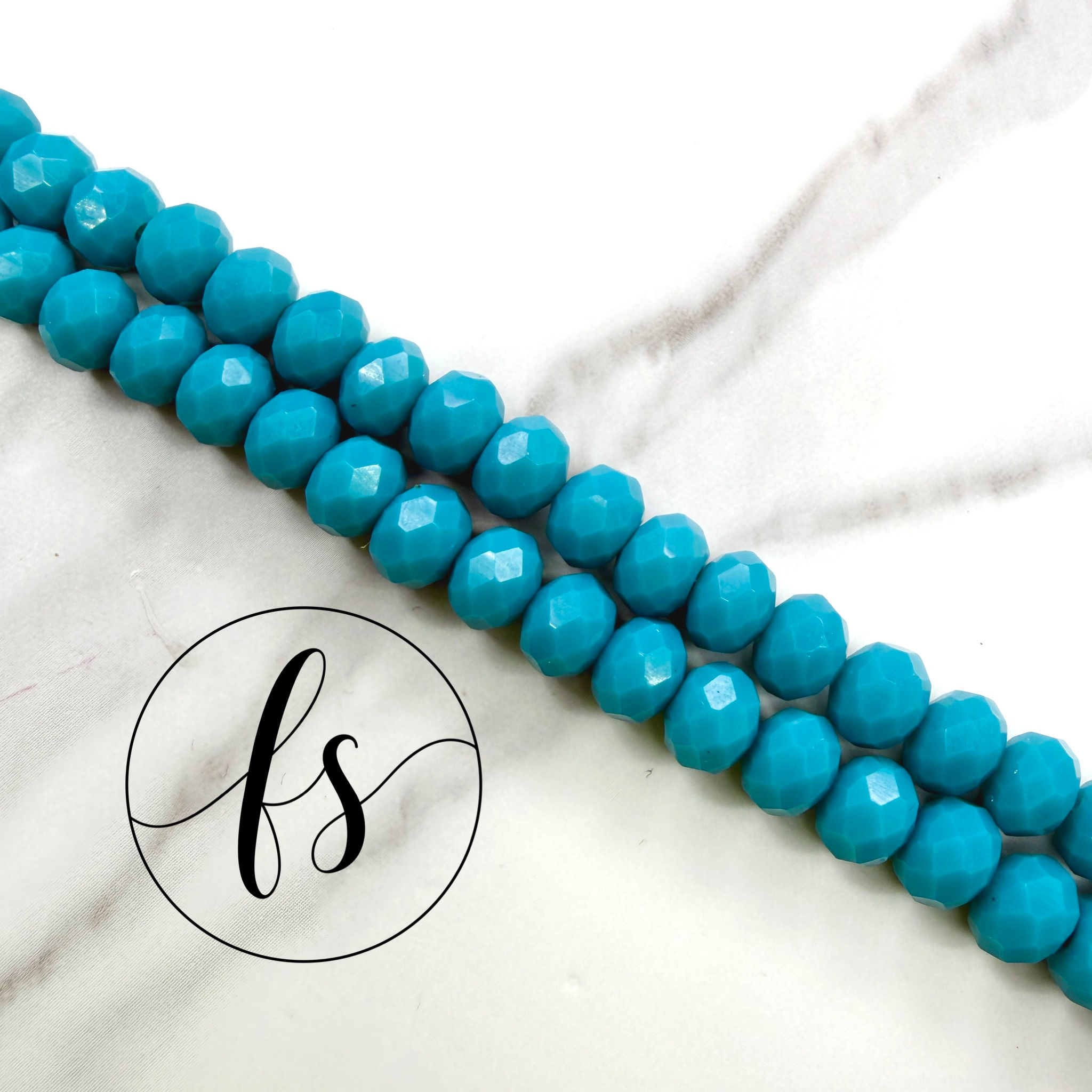 OPAQUE TURQUOISE GLASS RONDELLE BEAD STRANDS