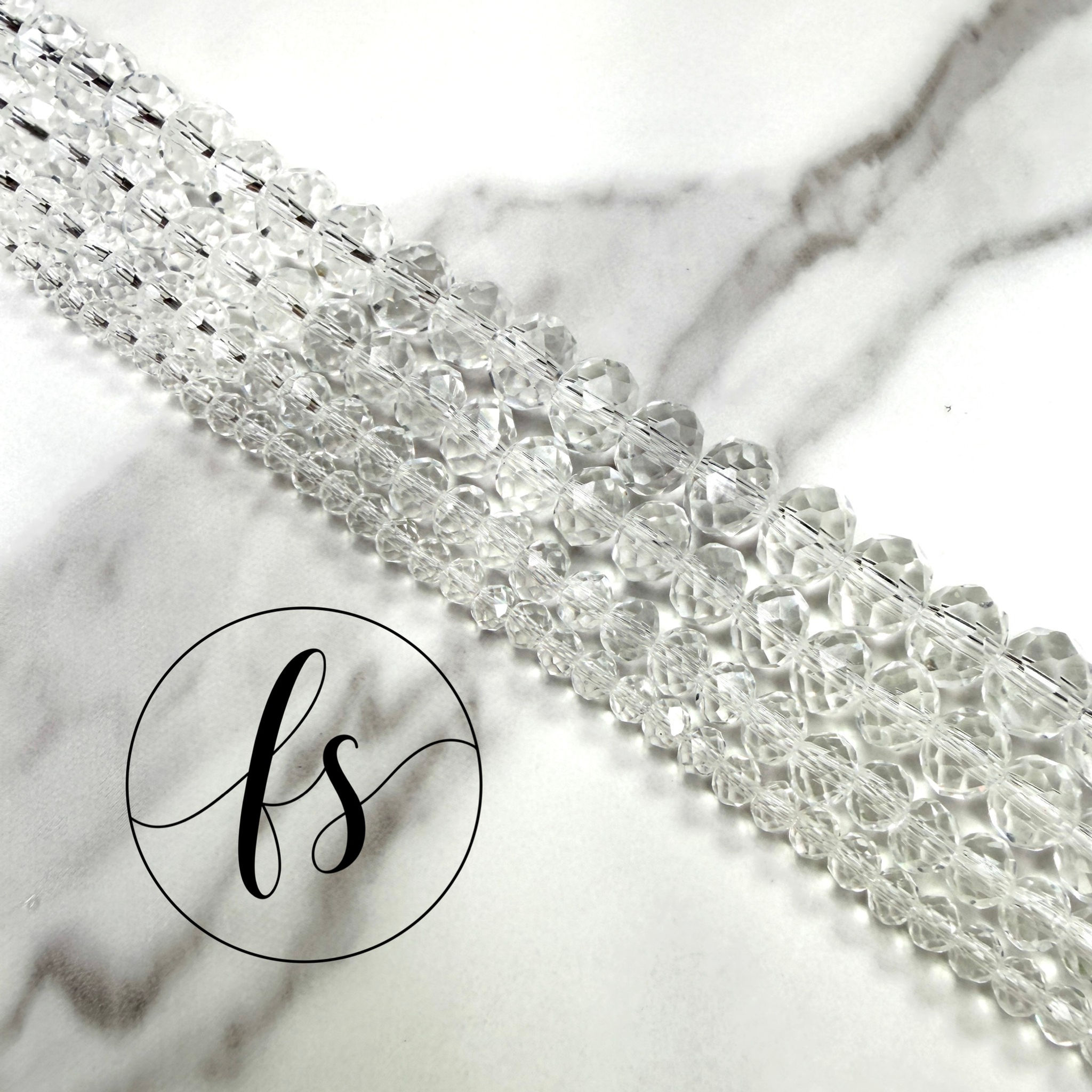 CRYSTAL GLASS RONDELLE BEAD STRANDS