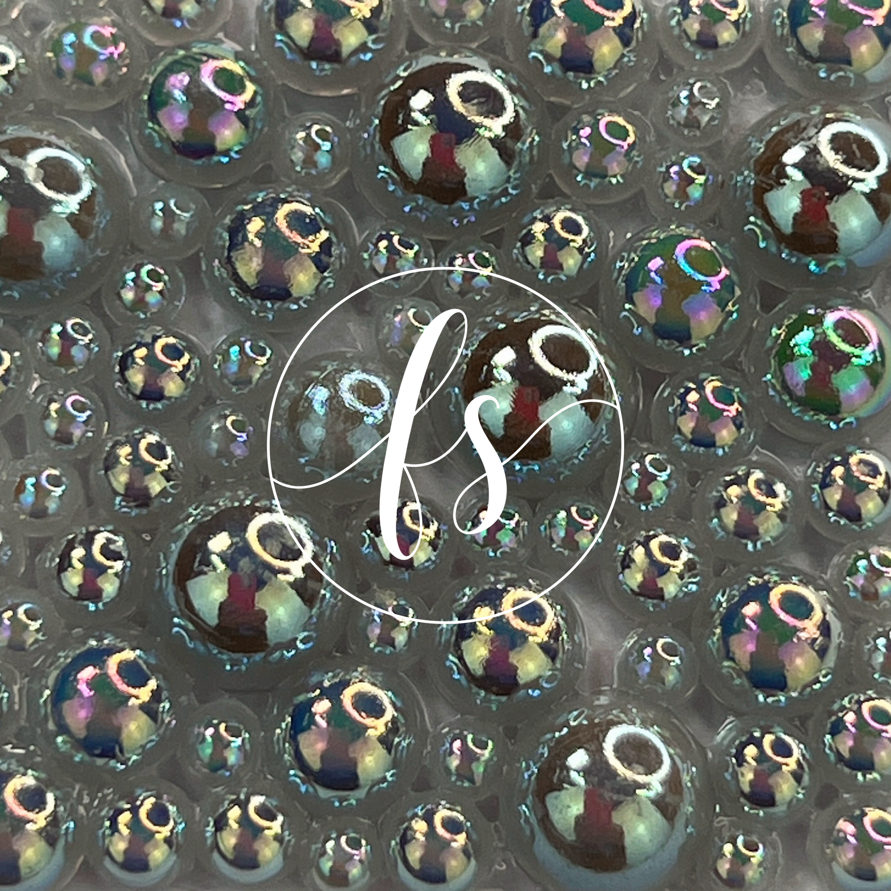 GREY AB FLATBACK PEARLS