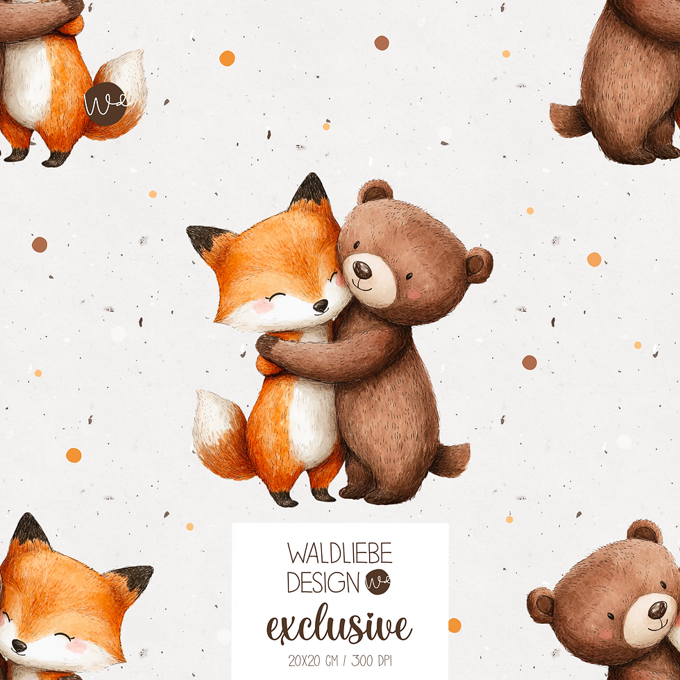 Digitales Stoffdesign KI „Fux und Bär“ 1