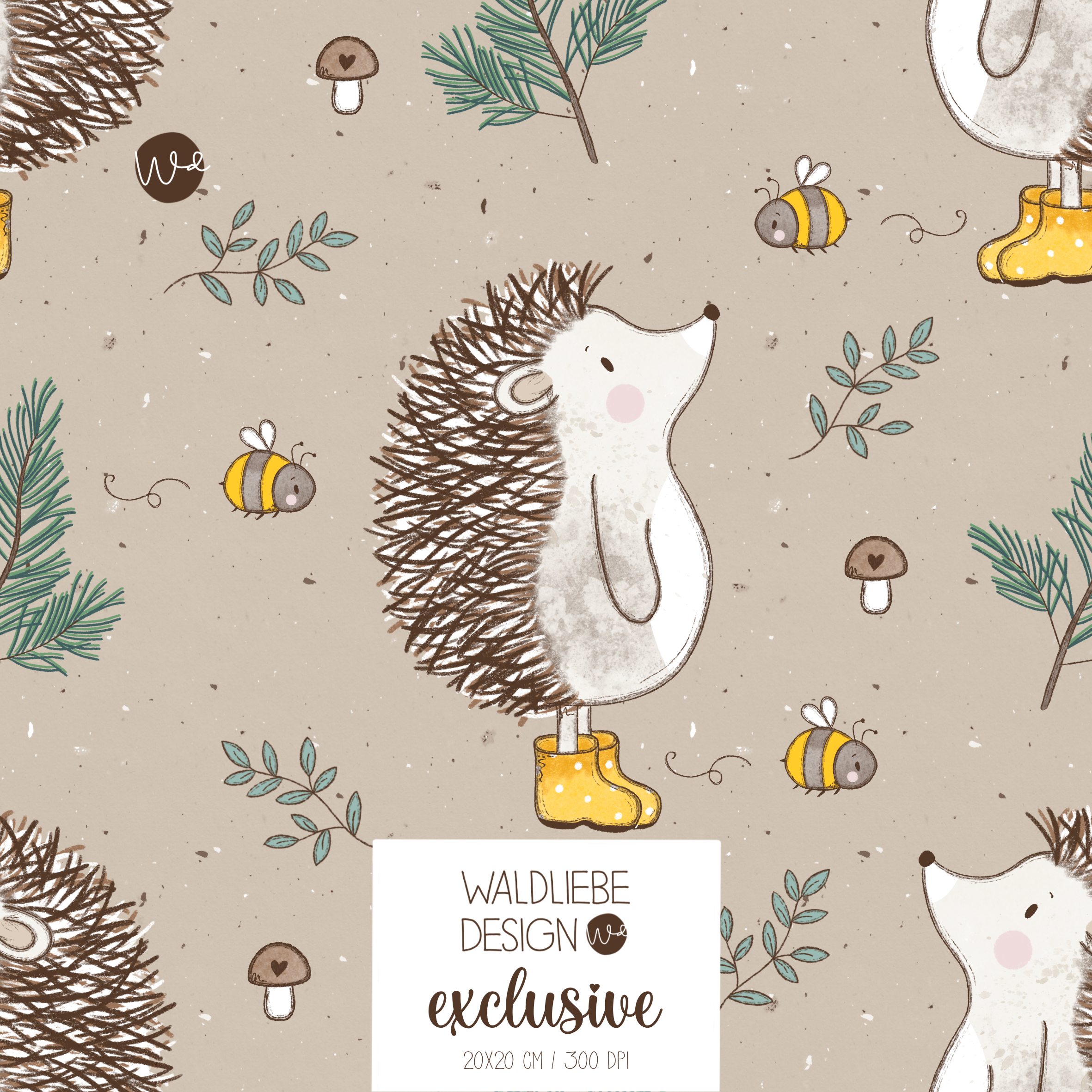 Digitales Stoffdesign „IGEL“ 1