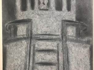 “Alex and Ashley on the Bridge of the Russell, Their Tugboat” (natural Oregon chalk)