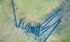 “Topography” (watercolor and thread)