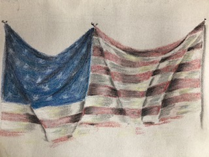“9/11/01— Never Forget” (chalk pastel)