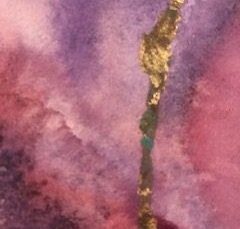 Part of the Ongoing “Pudding River” Series (watercolor and gold leaf)