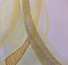 “3-D Light” (watercolor, graphite, thread)