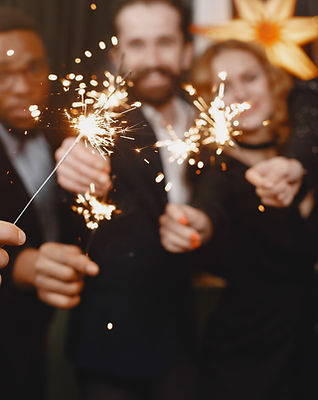 people-christman-decorations-man-black-suit-group-celebrations-new-year-people-with-bengal