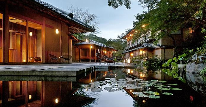 Views of the exterior of the best ryokan in Kyoto offering privacy and exclusivity.