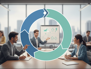 Manager échangeant un feedback constructif avec un collaborateur en réunion, illustrant Définition du Feedback en Management : Comprendre et Maîtriser cet Outil Essentiel, communication managériale et développement des équipes.