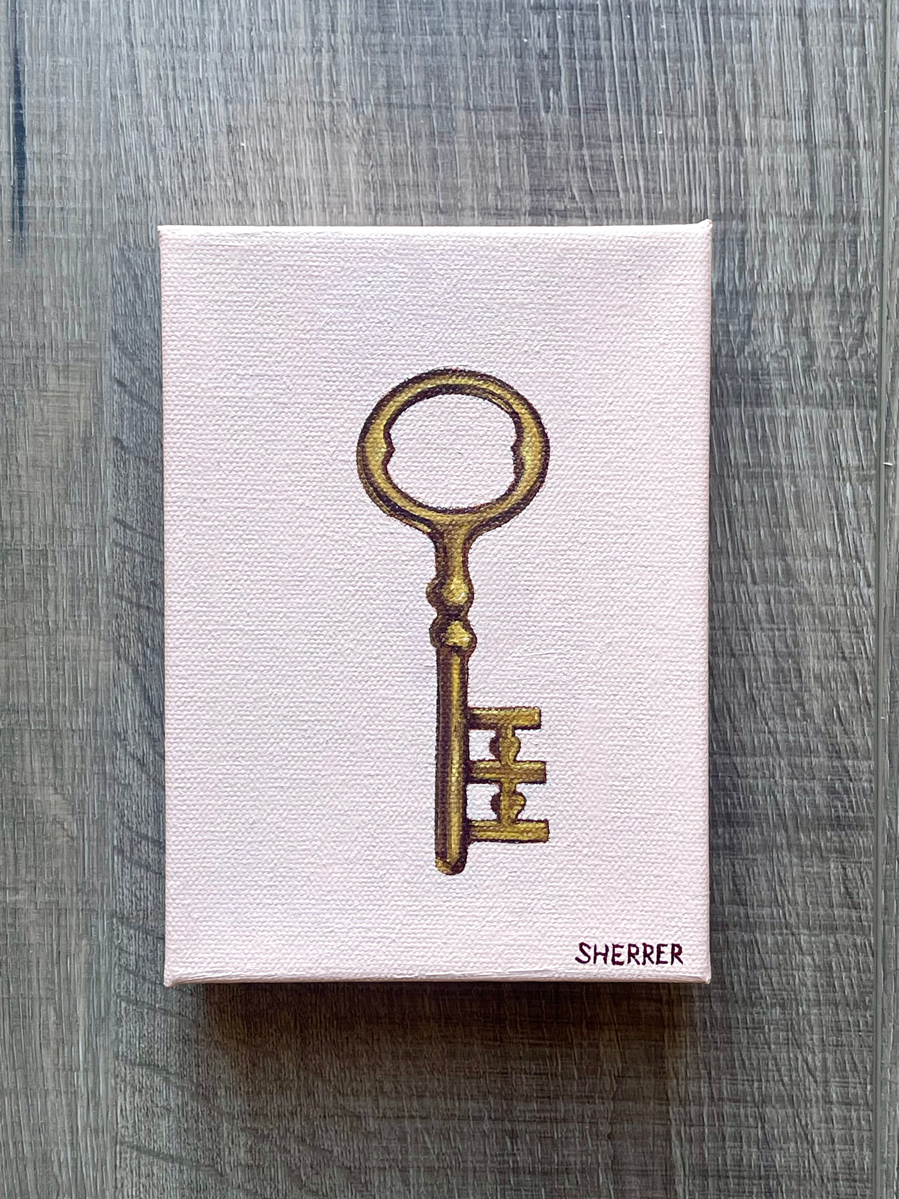 Key Brass Trinket - 5x7 inches - original oil painting